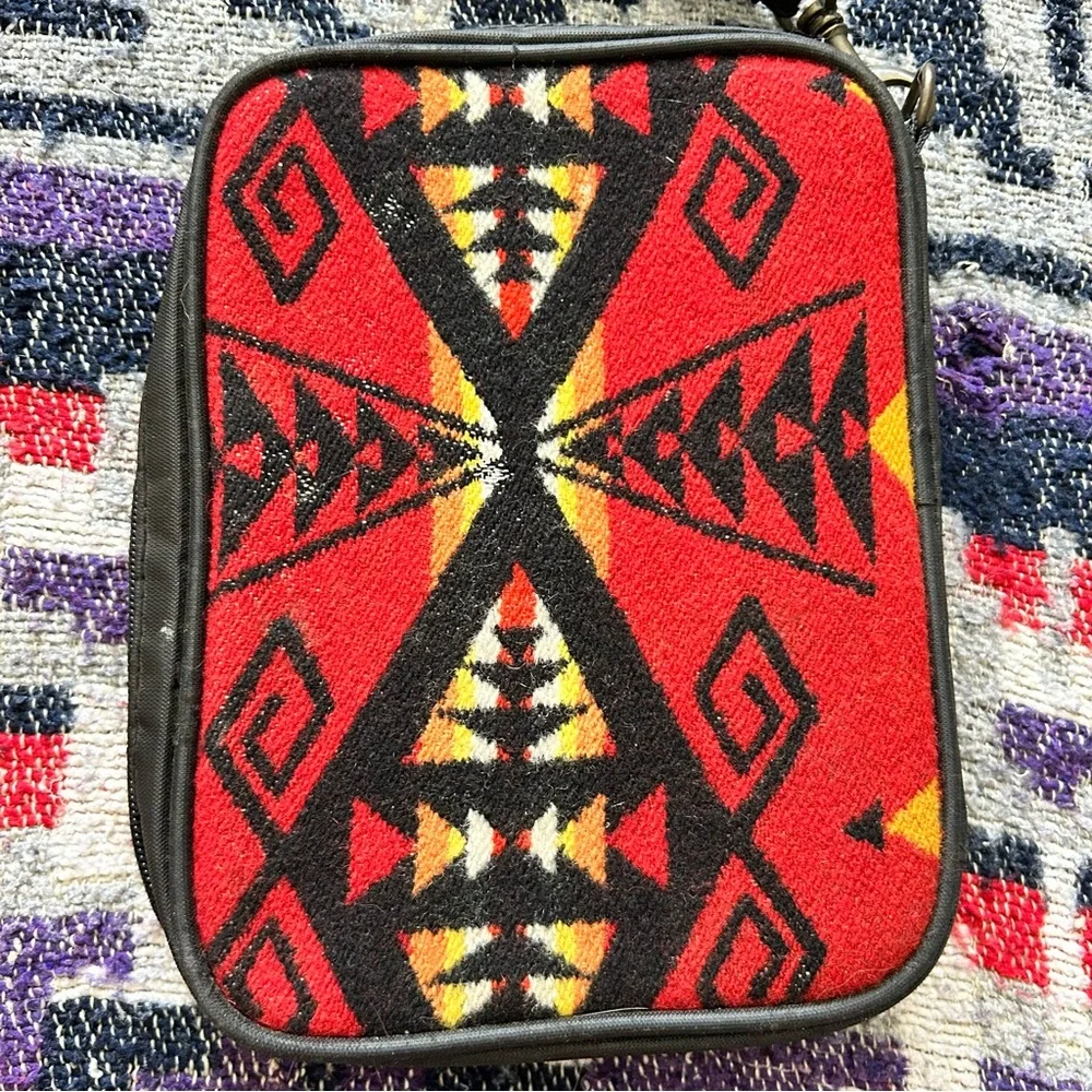 Vintage red Pendleton planner jacket with zippers and 6 ring binder loops